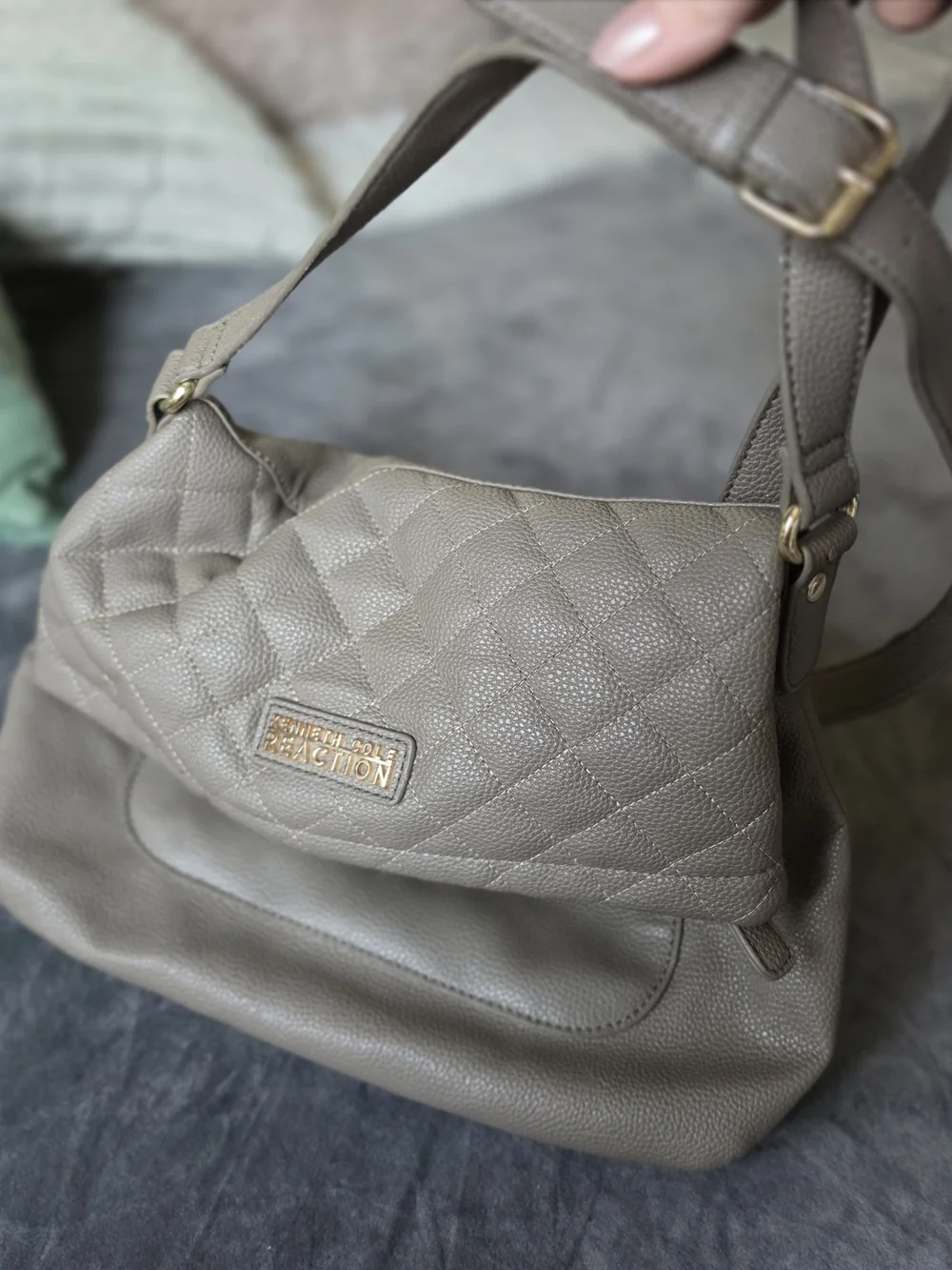 Kenneth Cole Reaction Quilted Shoulder Bag in Taupe Gray